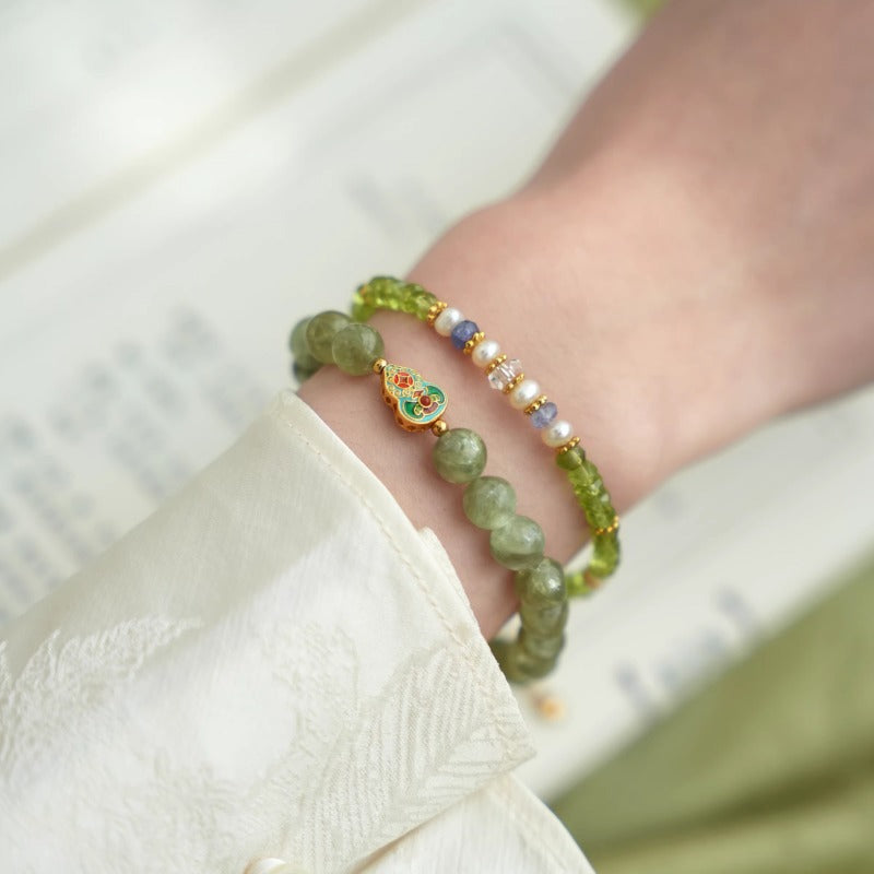 Donghai Natural Clear Crystal & Blue Chalcedony Designer Bracelet - photo 2