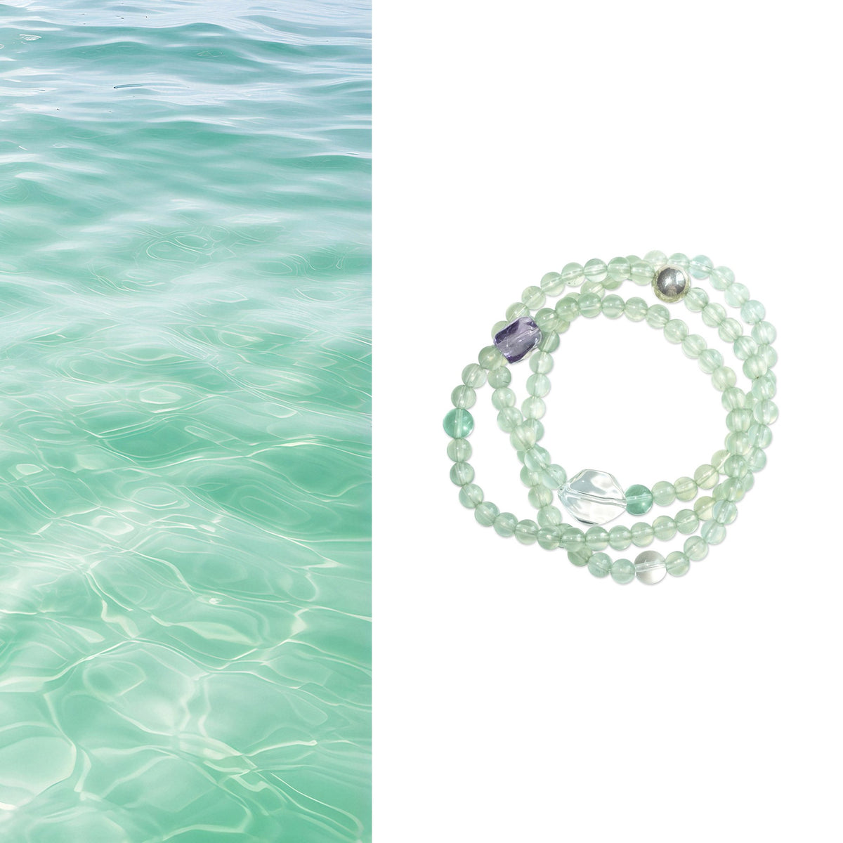 Natural Clear Crystal Bracelet with Aquamarine & Citrine, Bridesmaid Gift