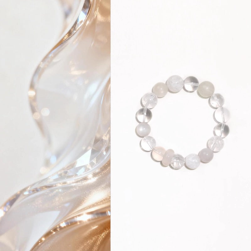 Songxi Natural Clear Crystal & Agarwood Bracelet for Calm and Good Luck