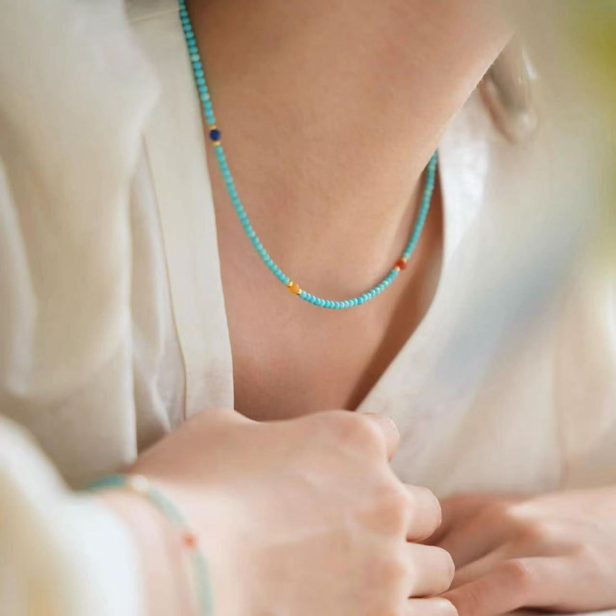 Aquamarine & Citrine Blue Crystal Bracelet, Zodiac Style for Couples - photo 2