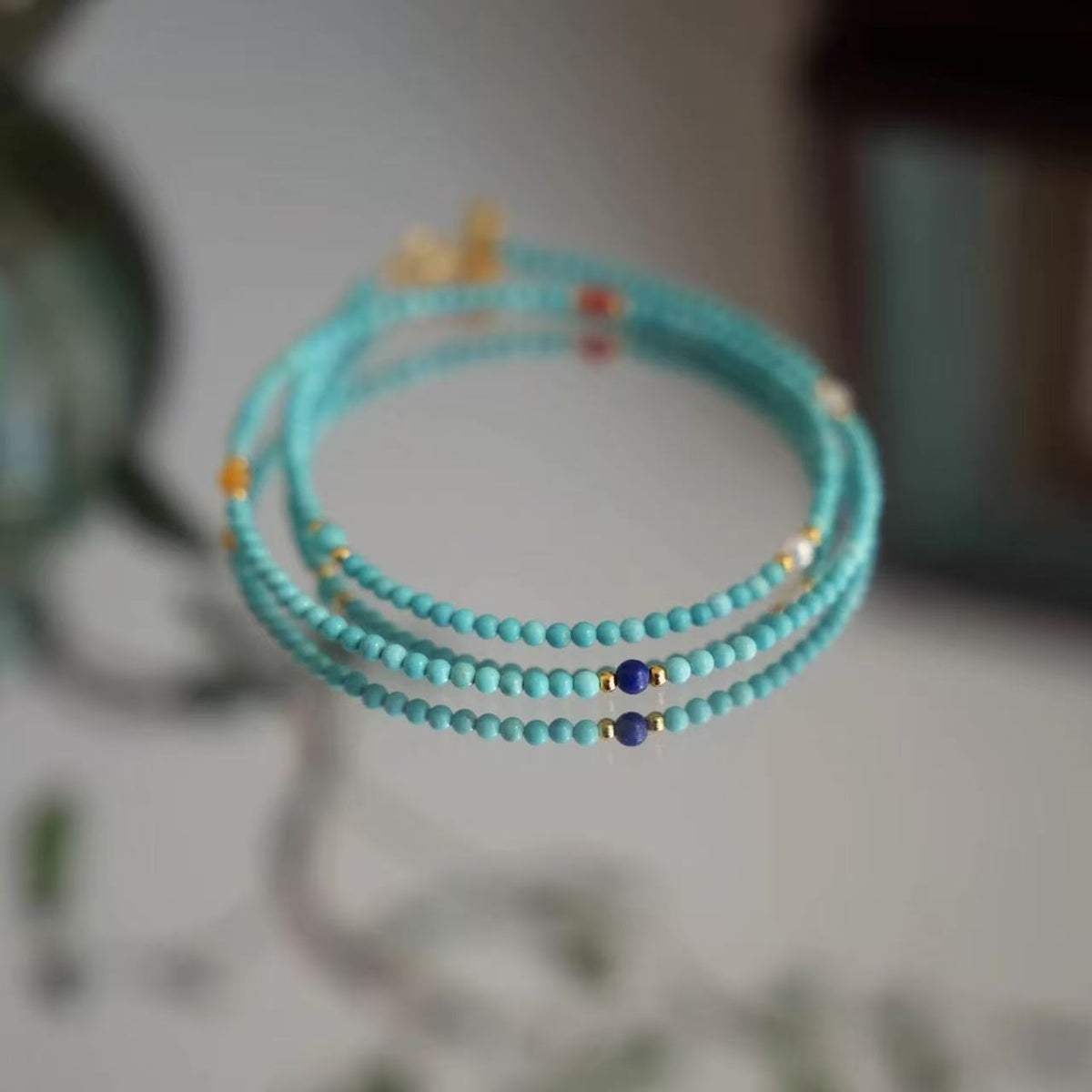 Aquamarine & Citrine Blue Crystal Bracelet, Zodiac Style for Couples - photo 3